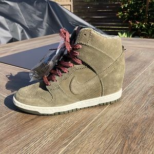 Nike Dunk Sky Hi High Wedge Sneaker Olive Suede